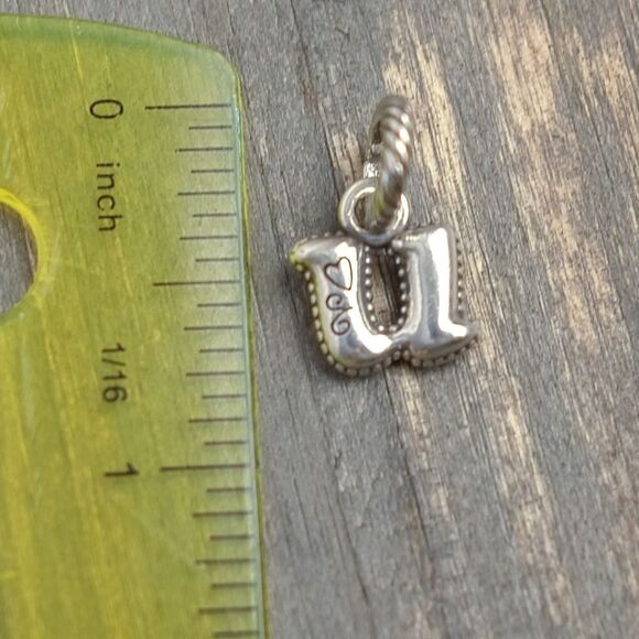 Brighton ABC Letter "U" Dangle Charm Silver Plated Cursive Monogram Alphabet - Picture 3 of 4